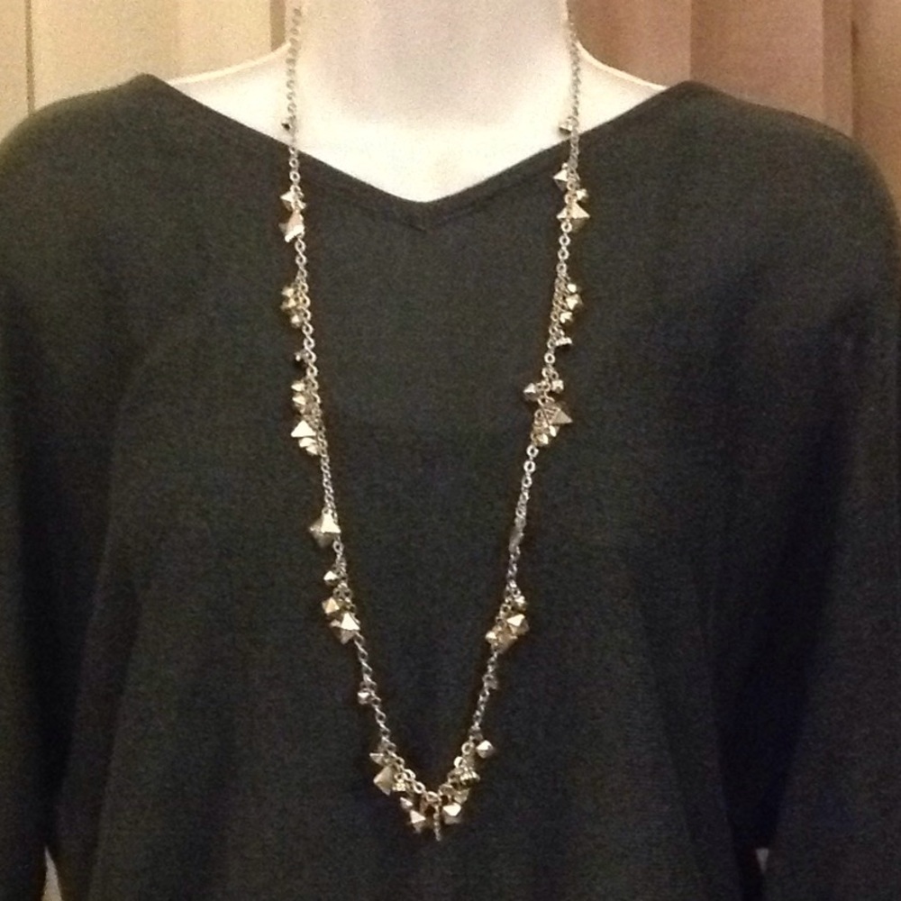 WHBM - NWOT Long faceted slvr tone stones